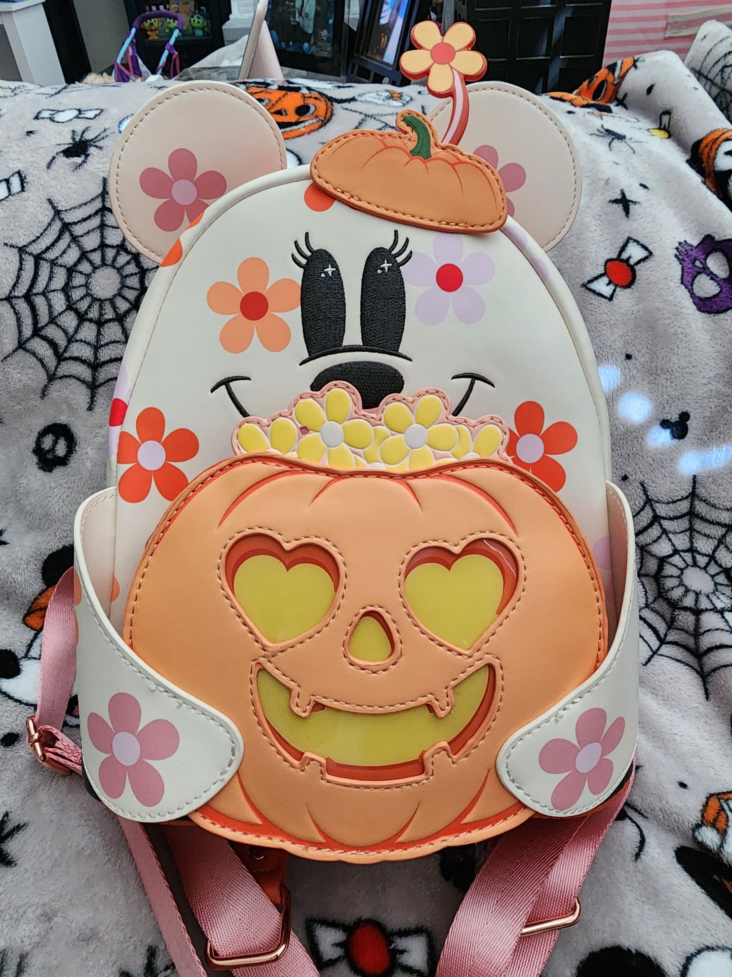 Loungefly Disney Minnie Mouse Ghost Holding a Pumpkin Backpack