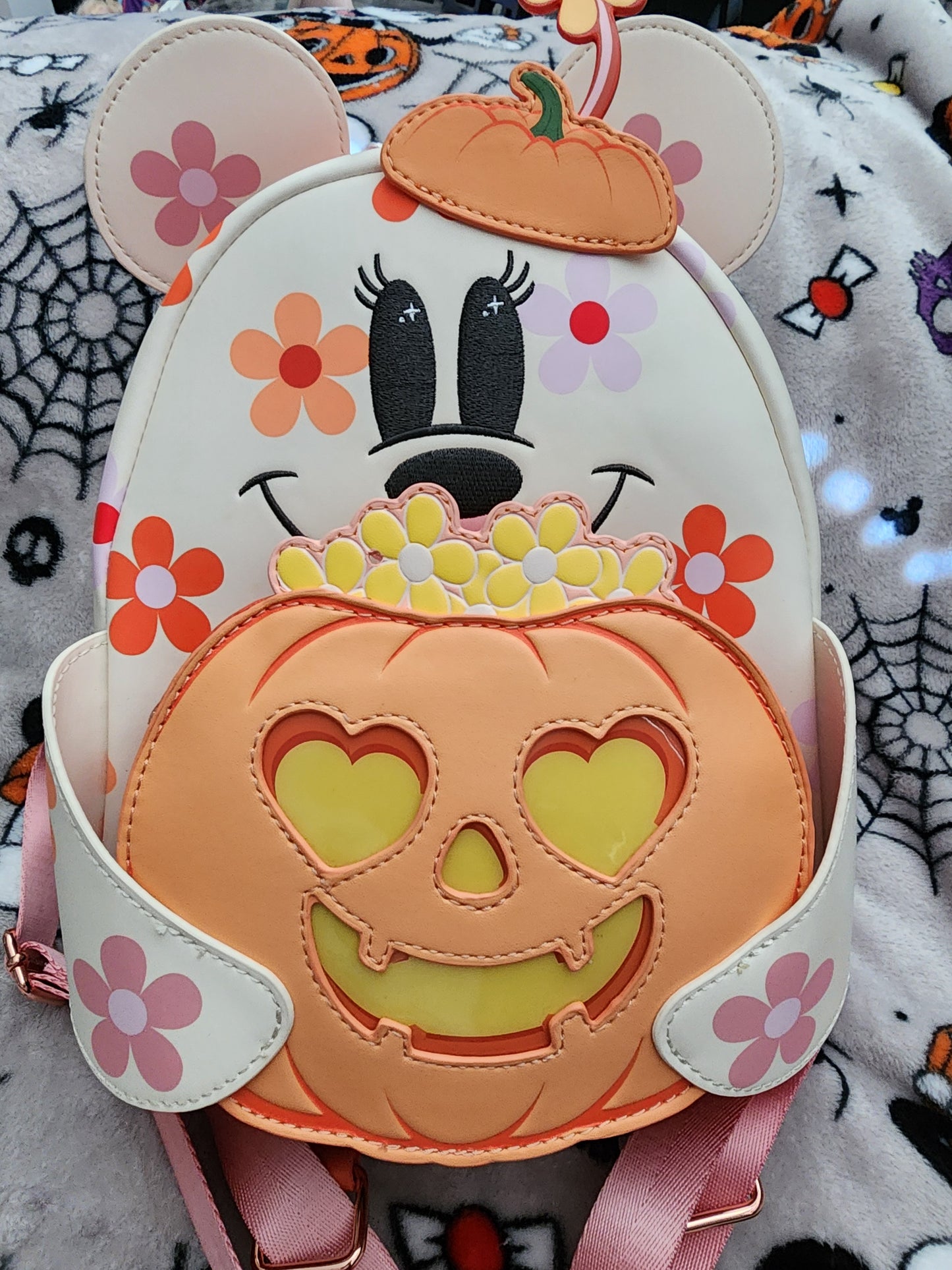 Loungefly Disney Minnie Mouse Ghost Holding a Pumpkin Backpack