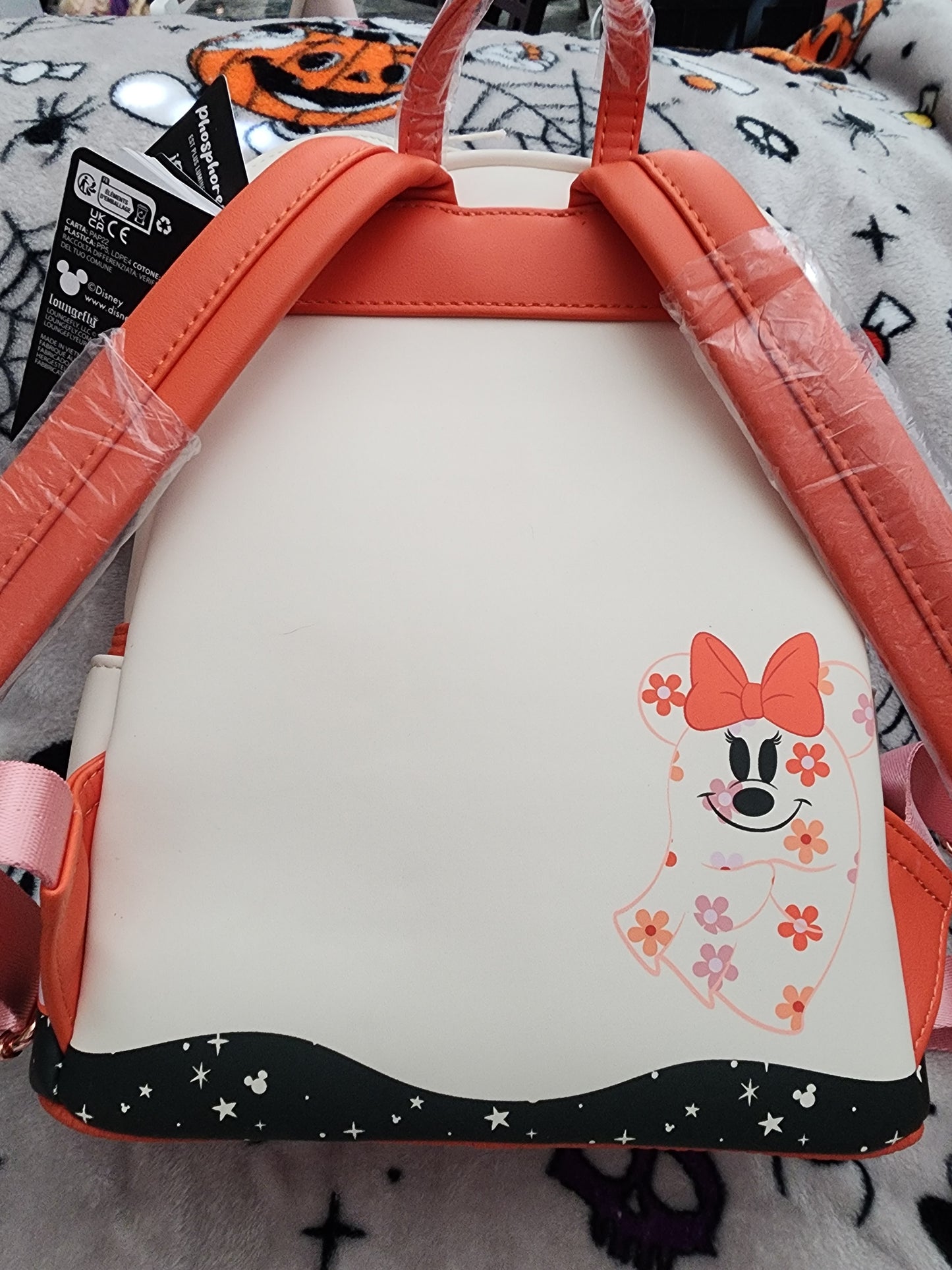 Loungefly Disney Minnie Mouse Ghost Holding a Pumpkin Backpack