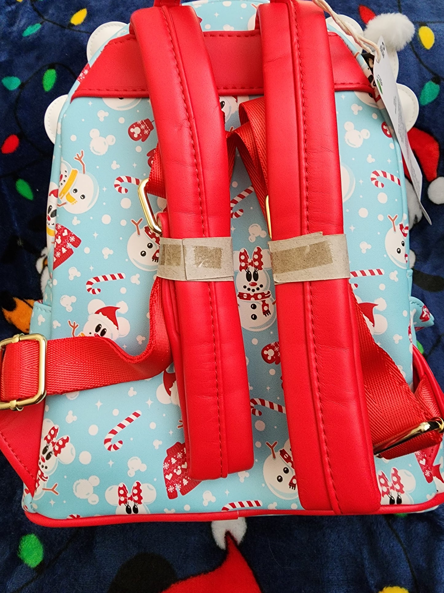 Loungefly Disney Mickey and Minnie Mouse as Snowmen Backpack with Matching Mouse Ears