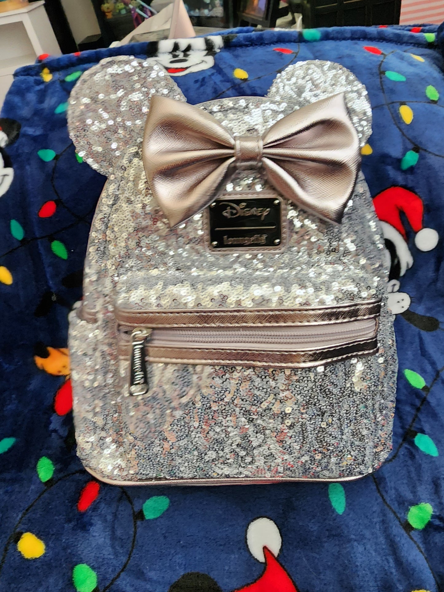 Loungefly Disney Minnie Mouse Silver Sequins Backpack