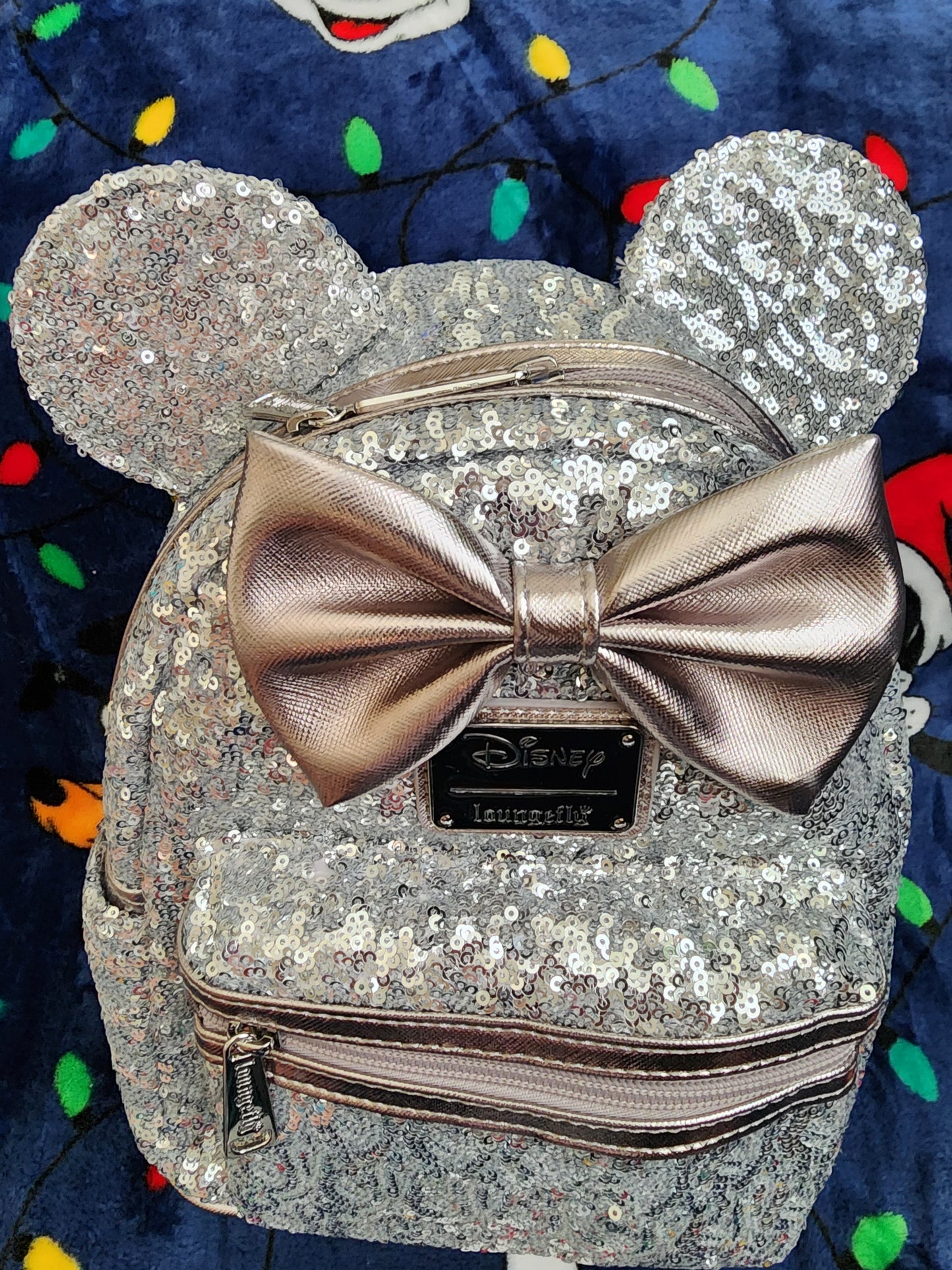 Loungefly Disney Minnie Mouse Silver Sequins Backpack