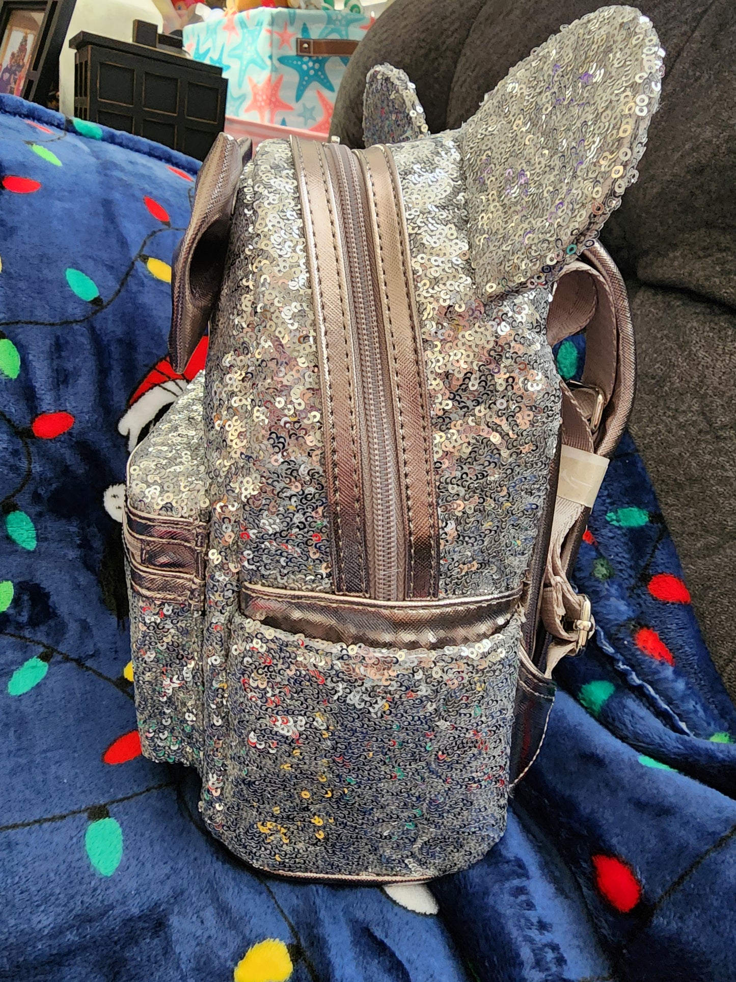 Loungefly Disney Minnie Mouse Silver Sequins Backpack