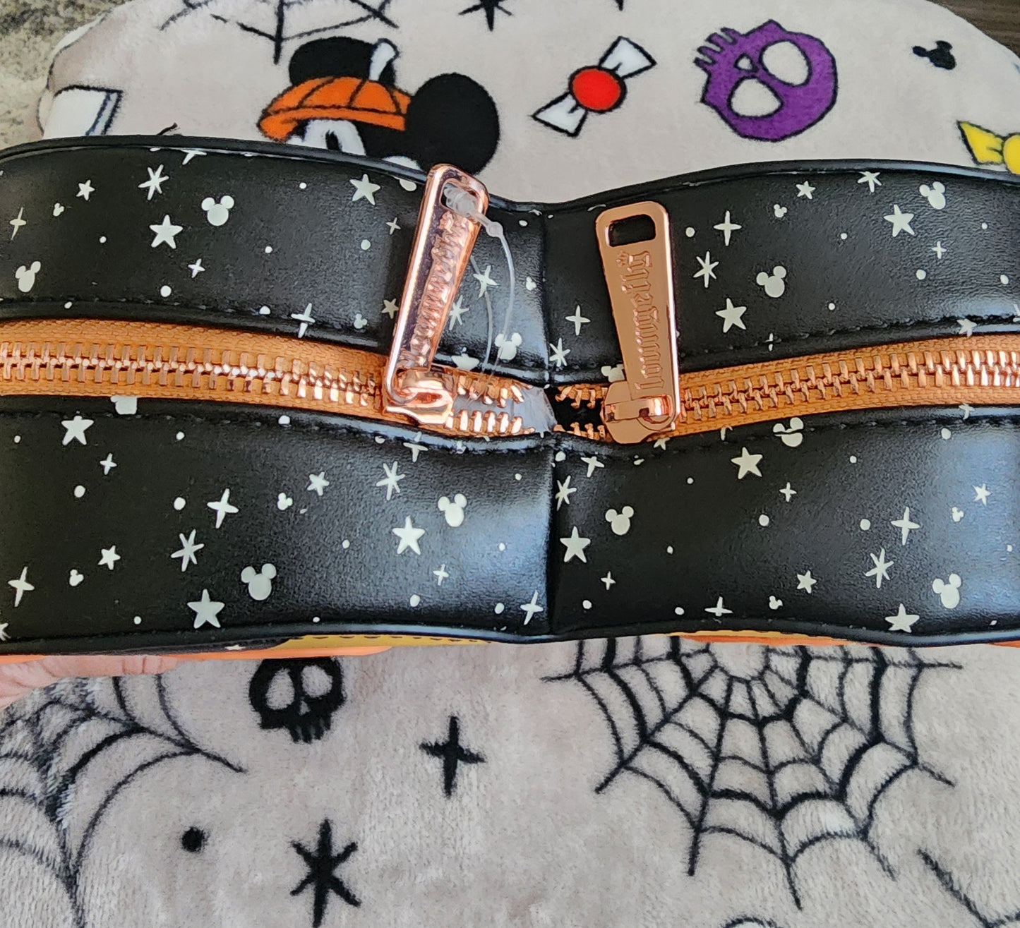 Loungefly Disney Mickey and Minnie as Ghosts Heart Shaped Fall Crossbody Bag