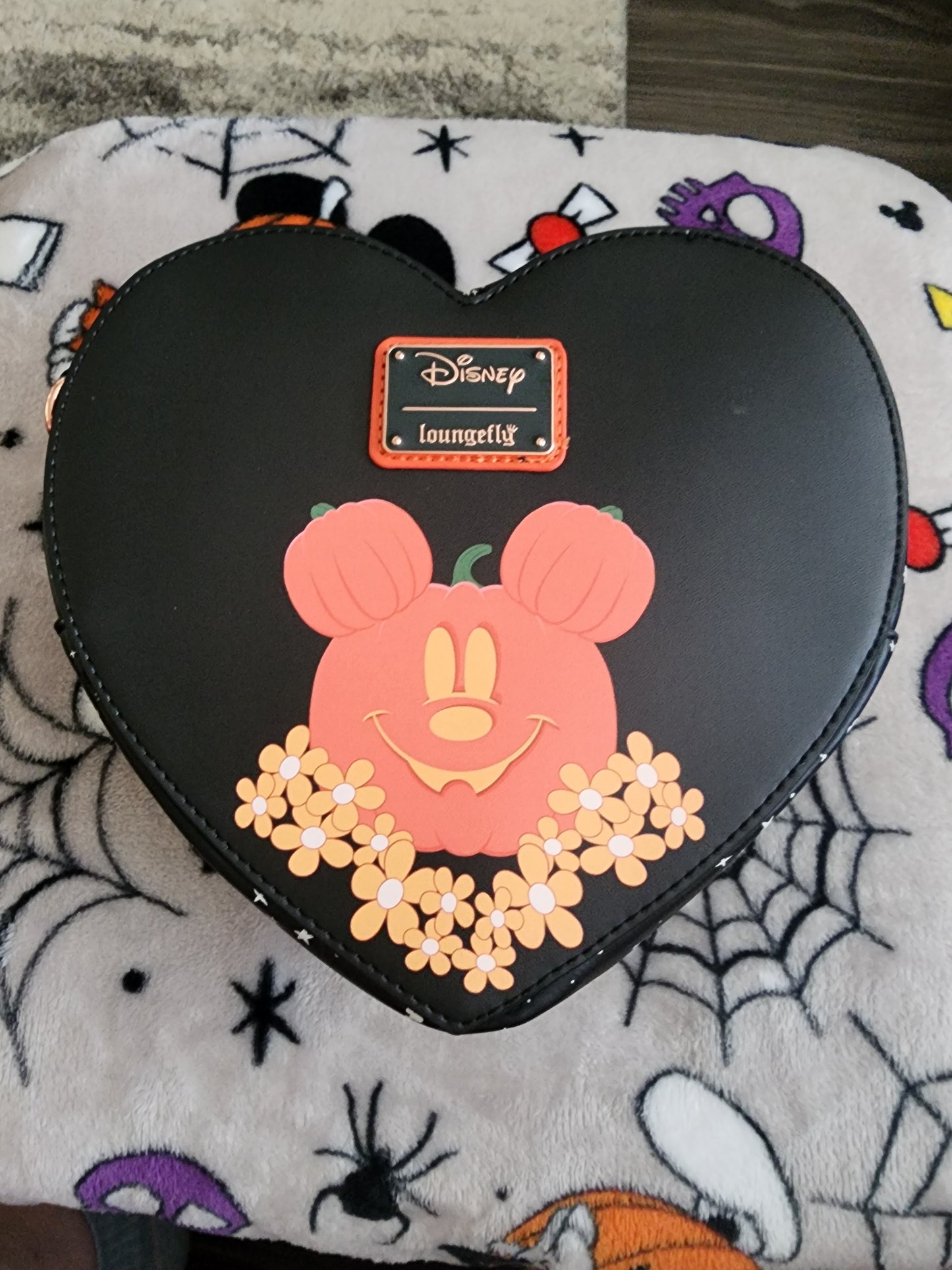 Loungefly Disney Mickey and Minnie as Ghosts Heart Shaped Fall Crossbody Bag