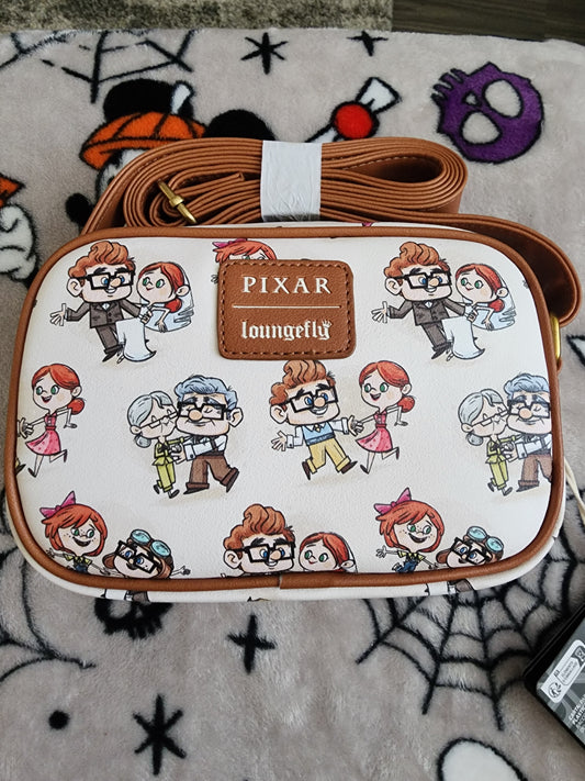 Loungefly Disney Pixar Up Carl & Ellie Through the Years Crossbody Bag