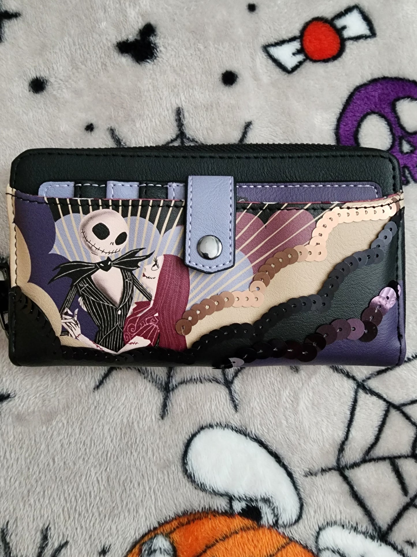 Her Universe Disney Nightmare Before Christmas Jack and Sally Sequined Wallet