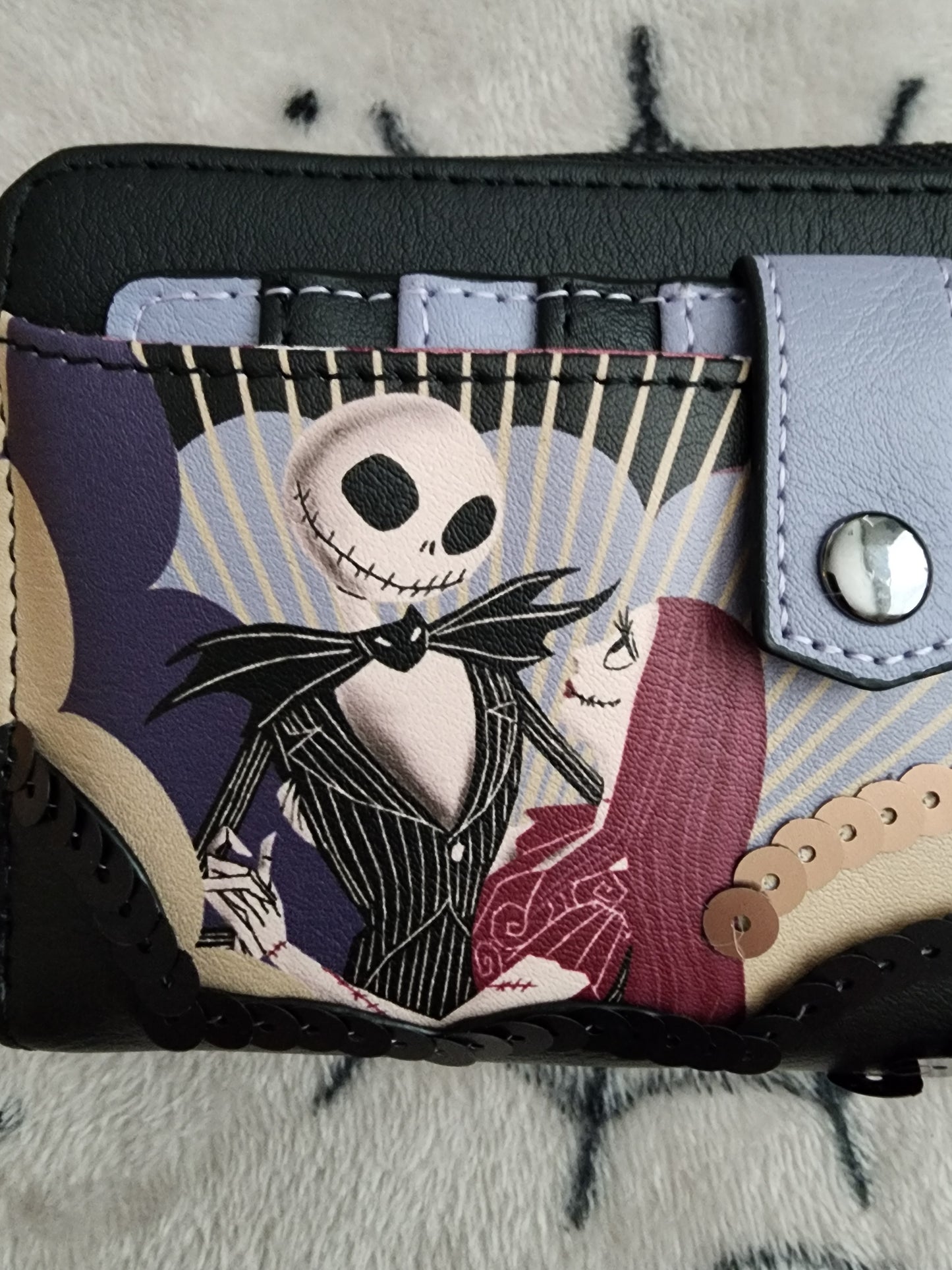 Her Universe Disney Nightmare Before Christmas Jack and Sally Sequined Wallet