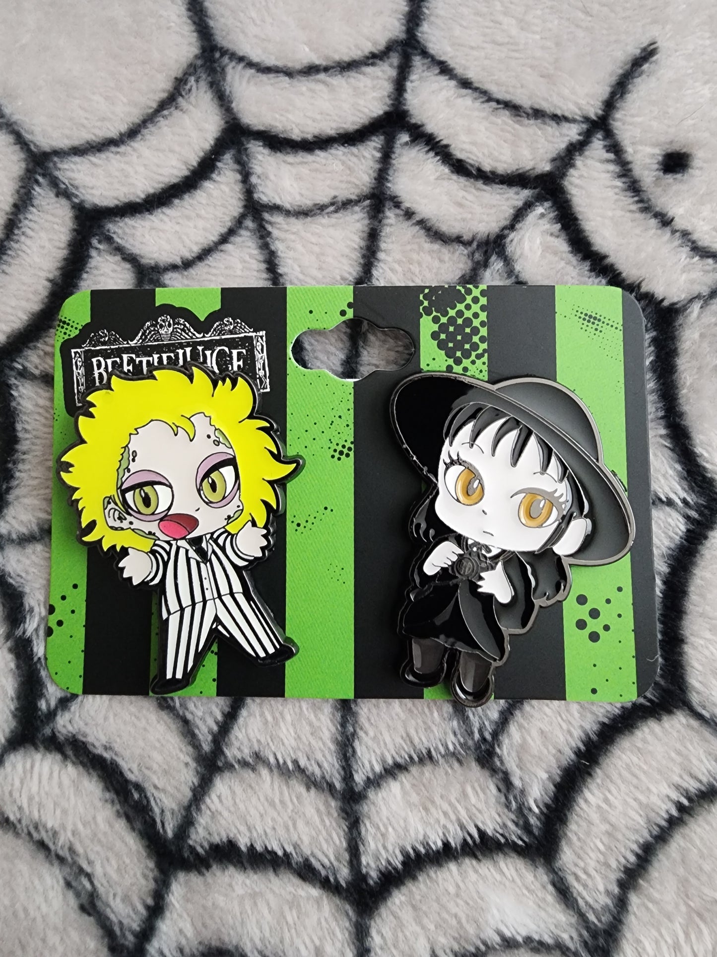 Beetlejuice and Lydia Chibi Pin Set
