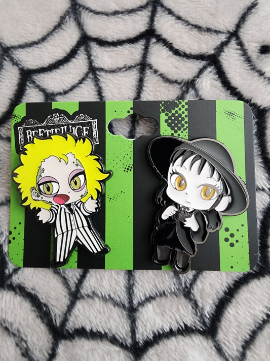 Beetlejuice and Lydia Chibi Pin Set