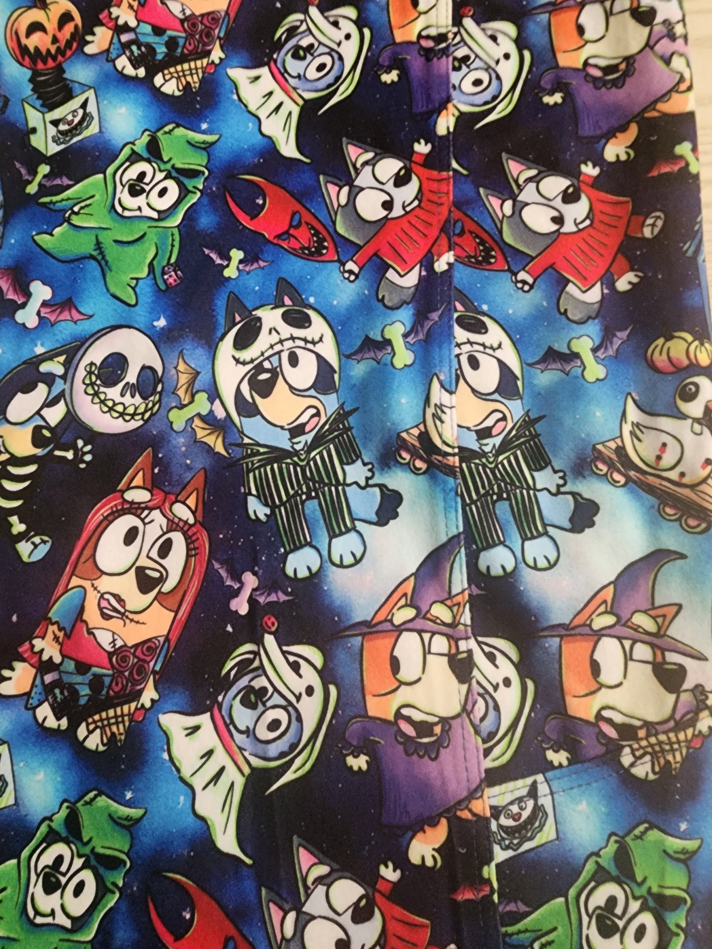 CP Bluey, Bingo, and Family Nightmare Before Christmas Halloween Leggings