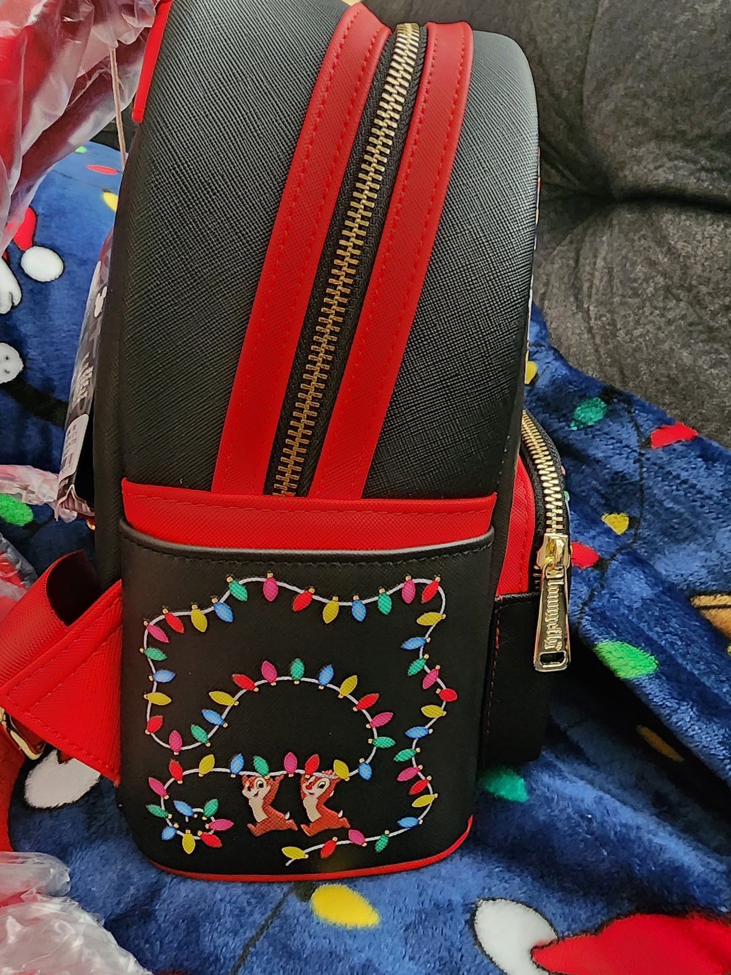 Loungefly Disney Mickey and Friends Holiday Lights Backpack