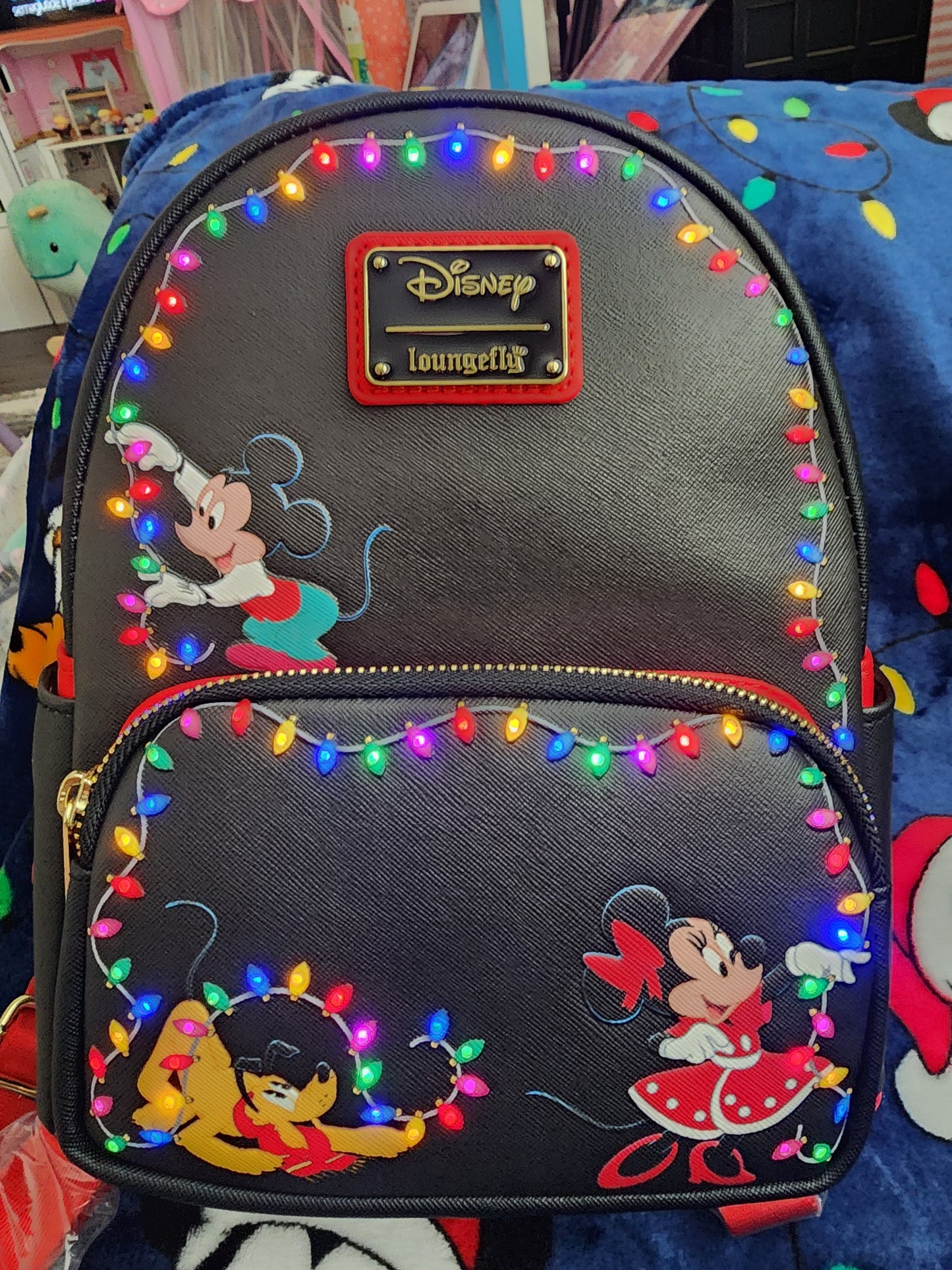 Loungefly Disney Mickey and Friends Holiday Lights Backpack