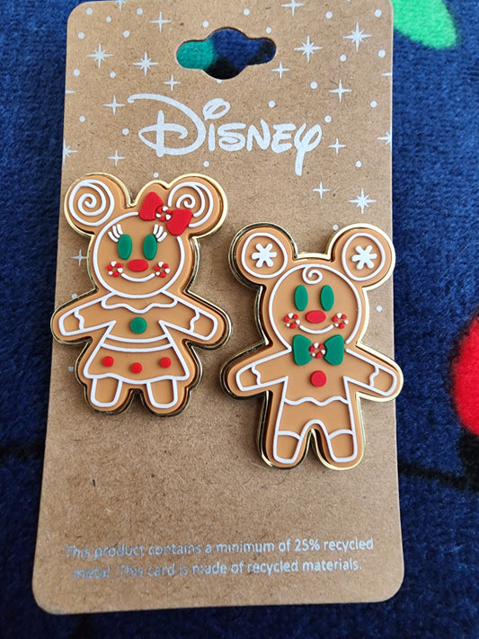 Disney Mickey and Minnie Mouse as Gingerbread Cookie Pins