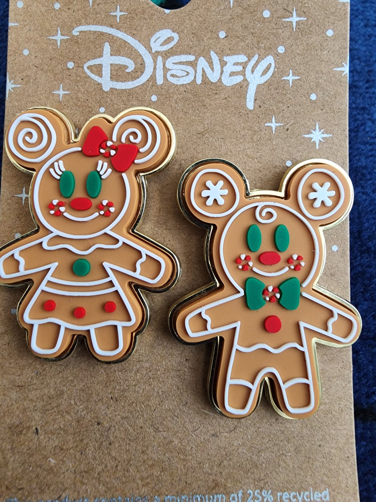 Disney Mickey and Minnie Mouse as Gingerbread Cookie Pins