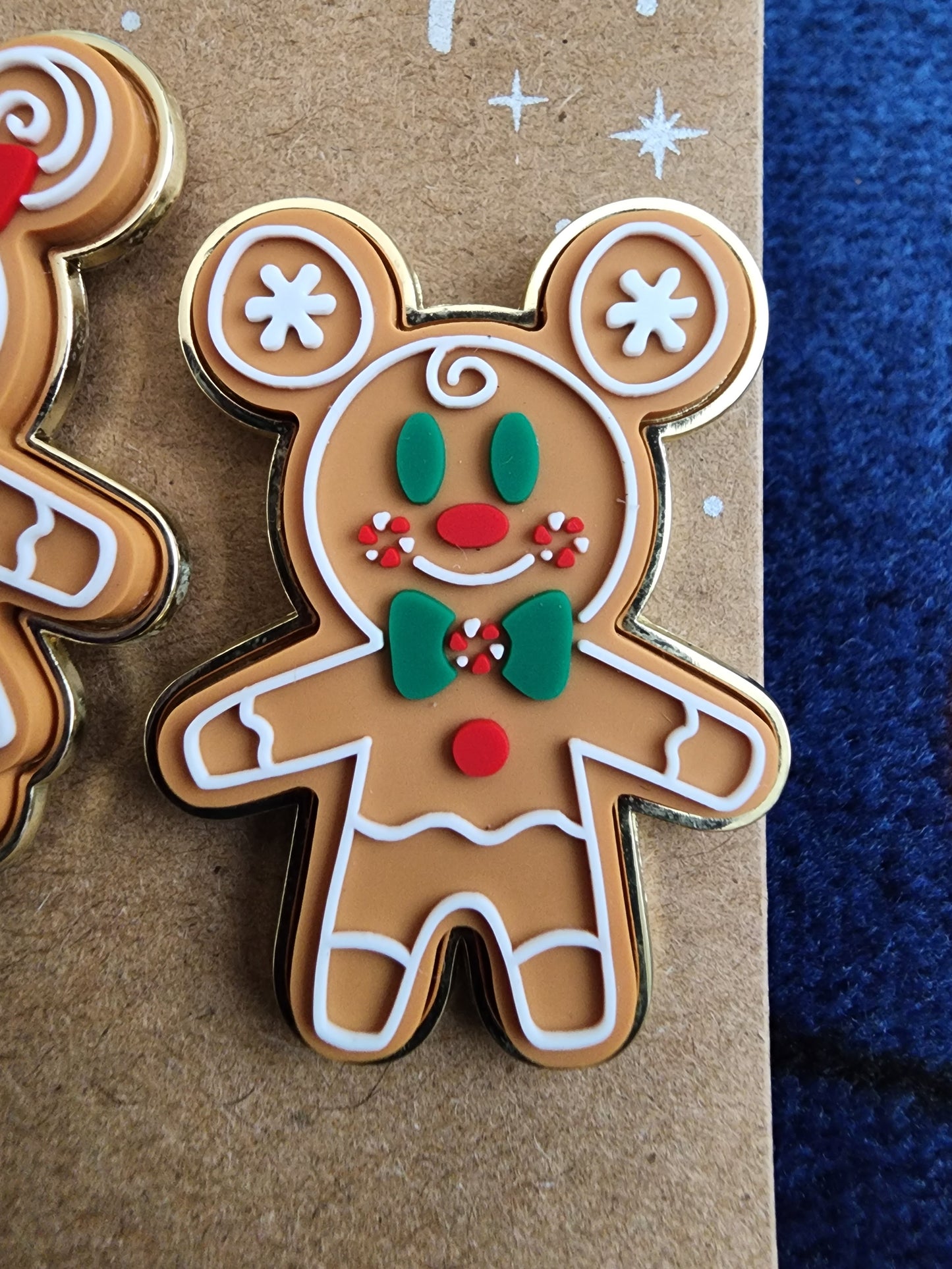 Disney Mickey and Minnie Mouse as Gingerbread Cookie Pins