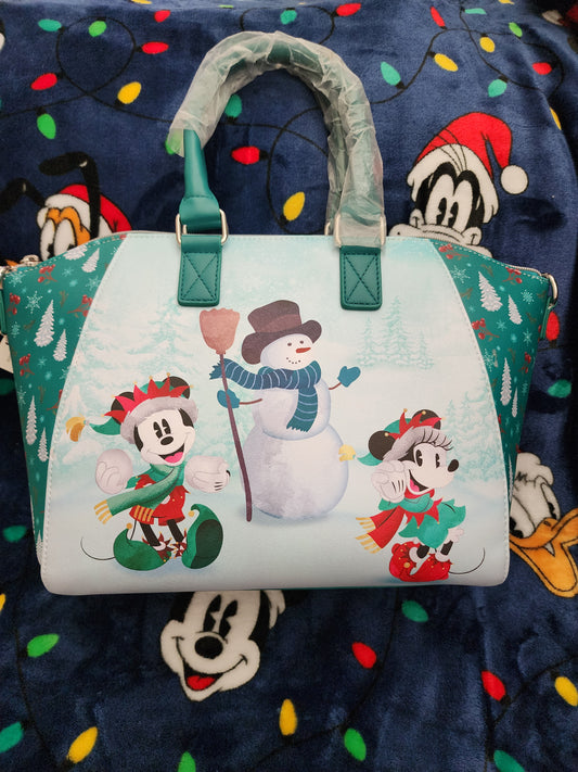 Loungefly Disney Mickey, Minnie and Pluto Holiday Handbag