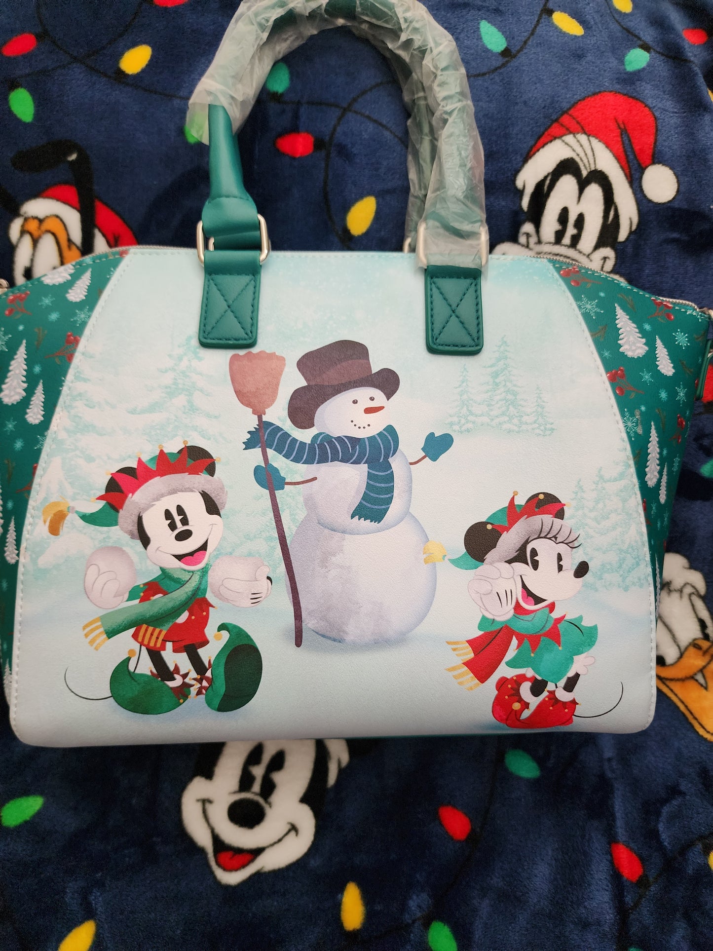 Loungefly Disney Mickey, Minnie and Pluto Holiday Handbag