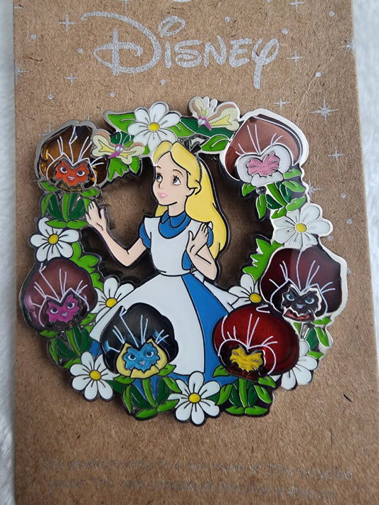 Disney Alice in Wonderland Flower Wreath Pin