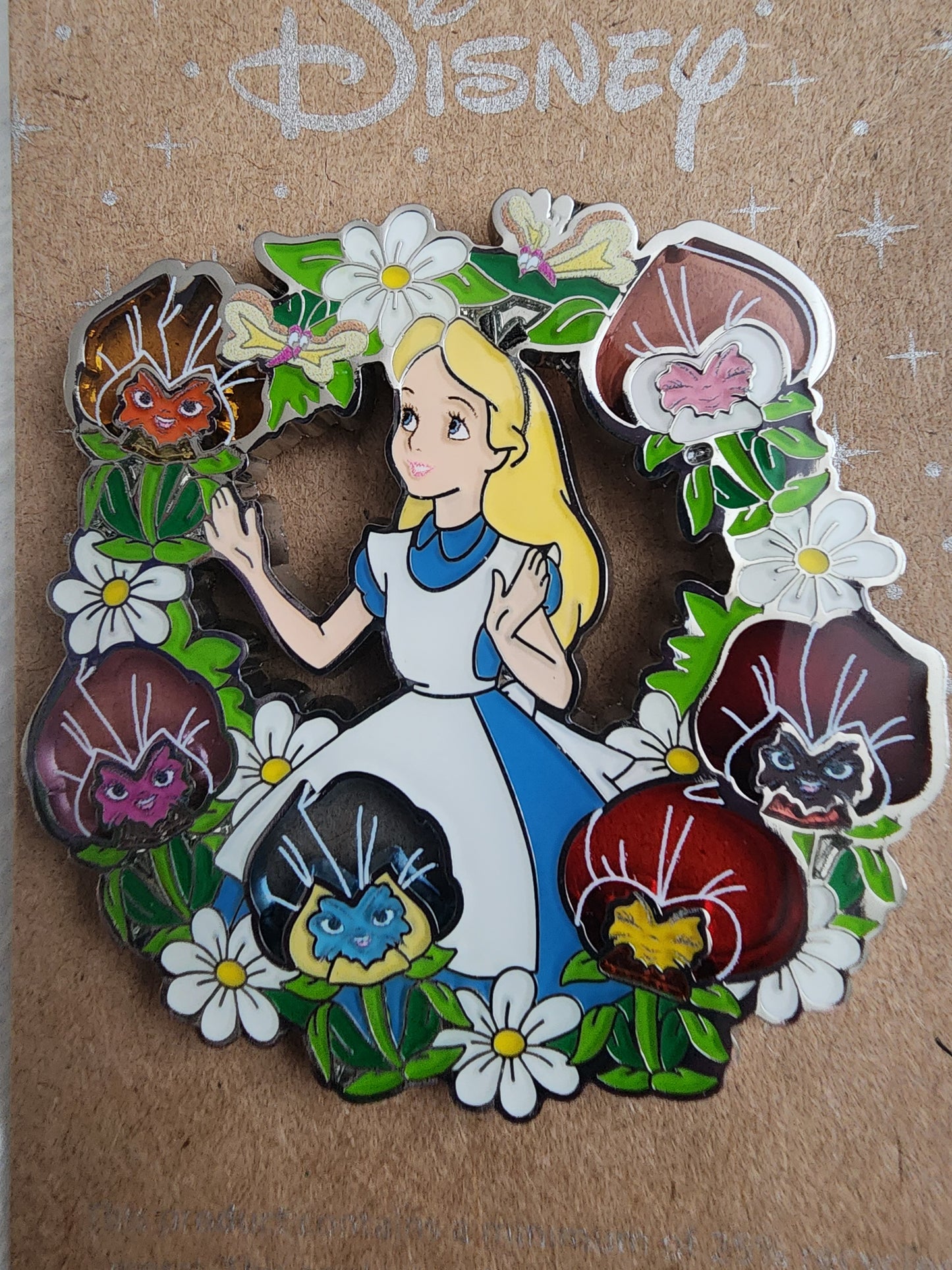 Disney Alice in Wonderland Flower Wreath Pin