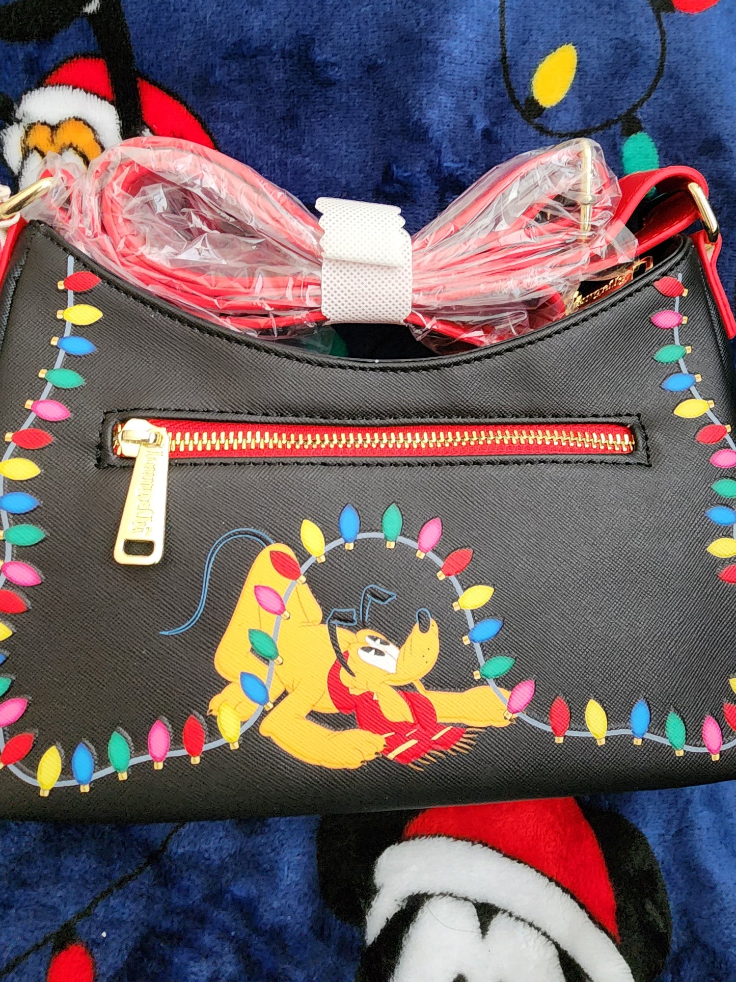 Loungefly Disney Mickey and Friends Holiday Lights Crossbody Bag