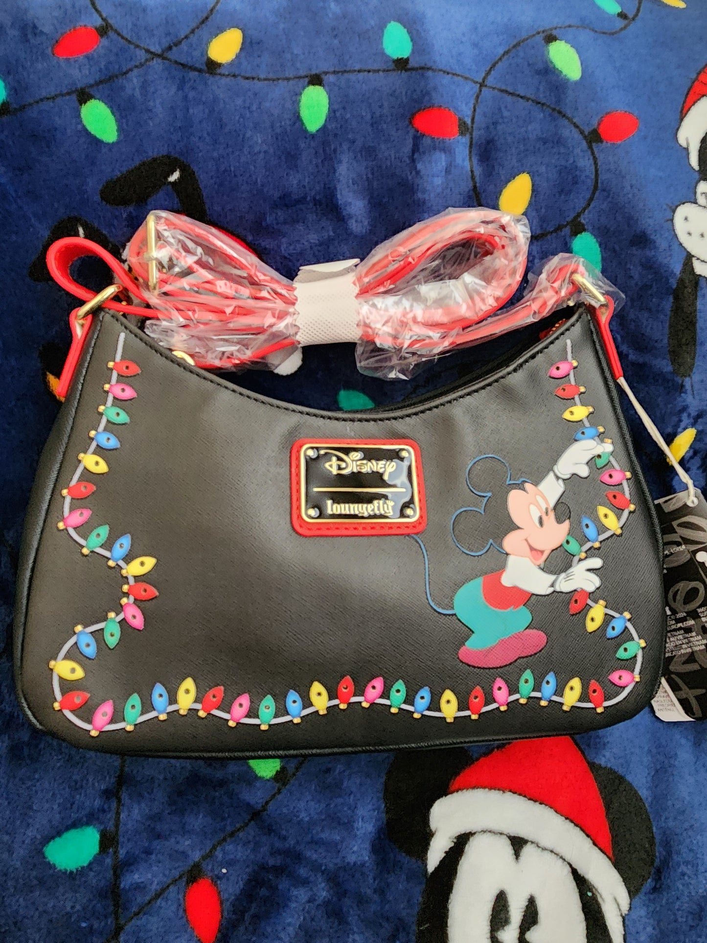 Loungefly Disney Mickey and Friends Holiday Lights Crossbody Bag