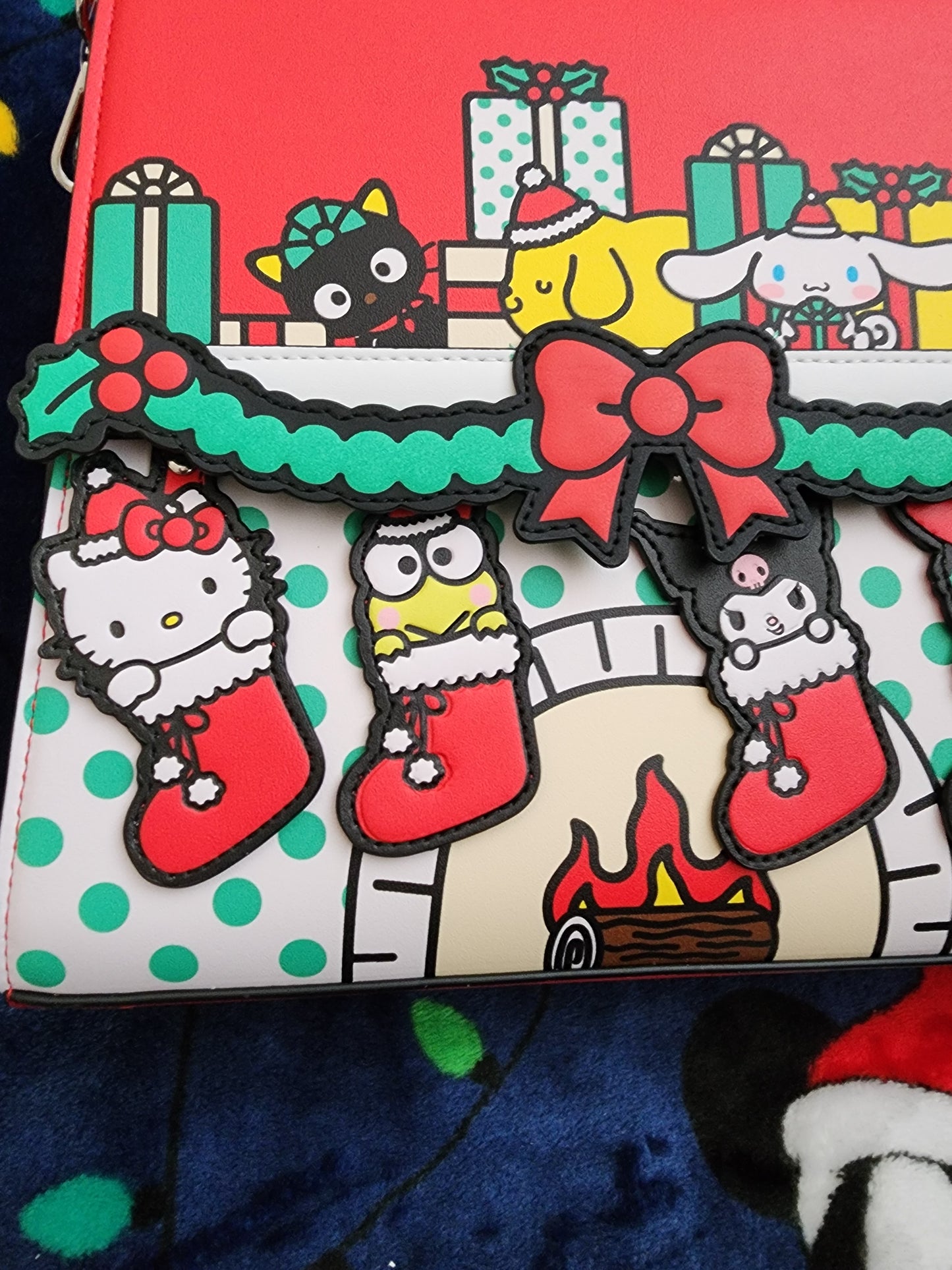 Loungefly Hello Kitty and Friends Holiday Fireplace Crossbody Bag/Handbag