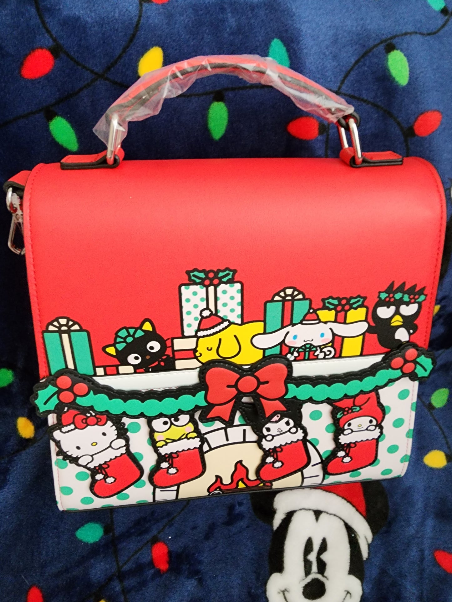 Loungefly Hello Kitty and Friends Holiday Fireplace Crossbody Bag/Handbag