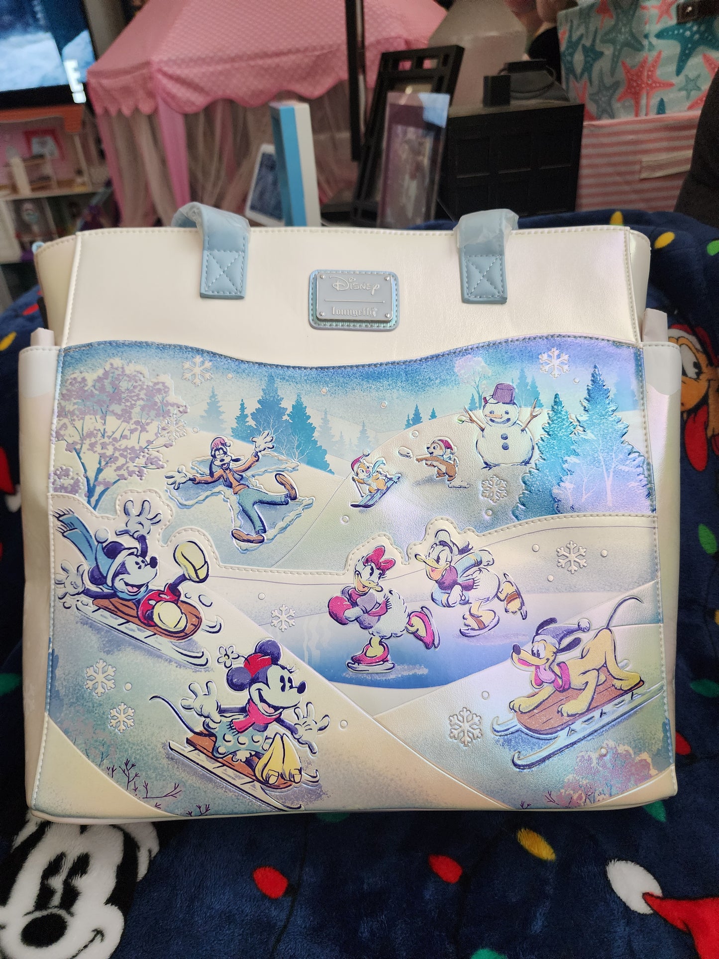 Loungefly Disney Mickey and Friends Winter Fun Tote Bag/Handbag