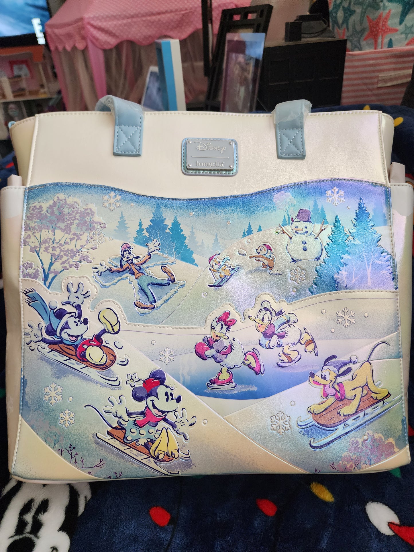 Loungefly Disney Mickey and Friends Winter Fun Tote Bag/Handbag