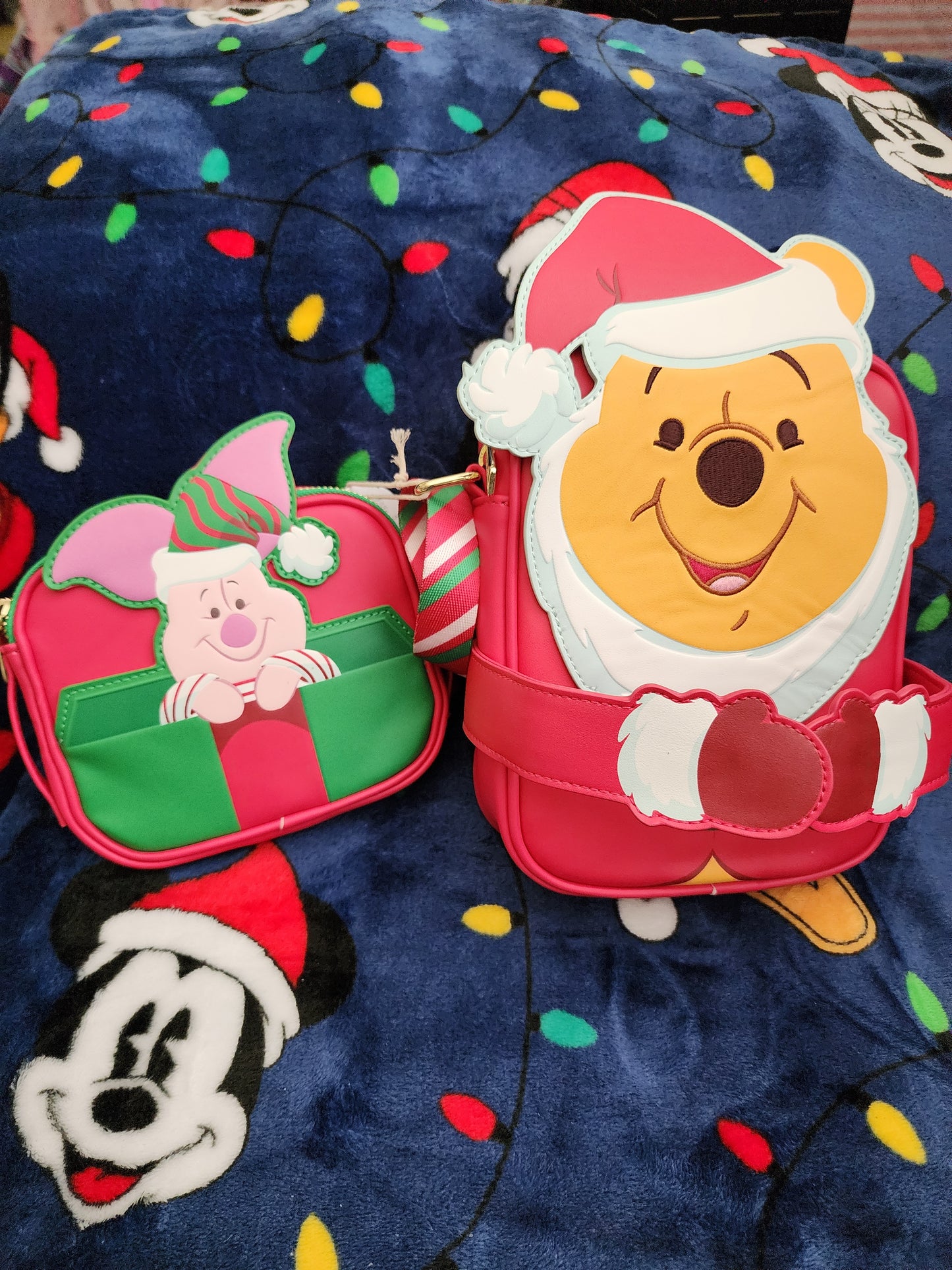 Loungefly Disney Winnie the Pooh and Piglet Holiday Crossbuddies Bag