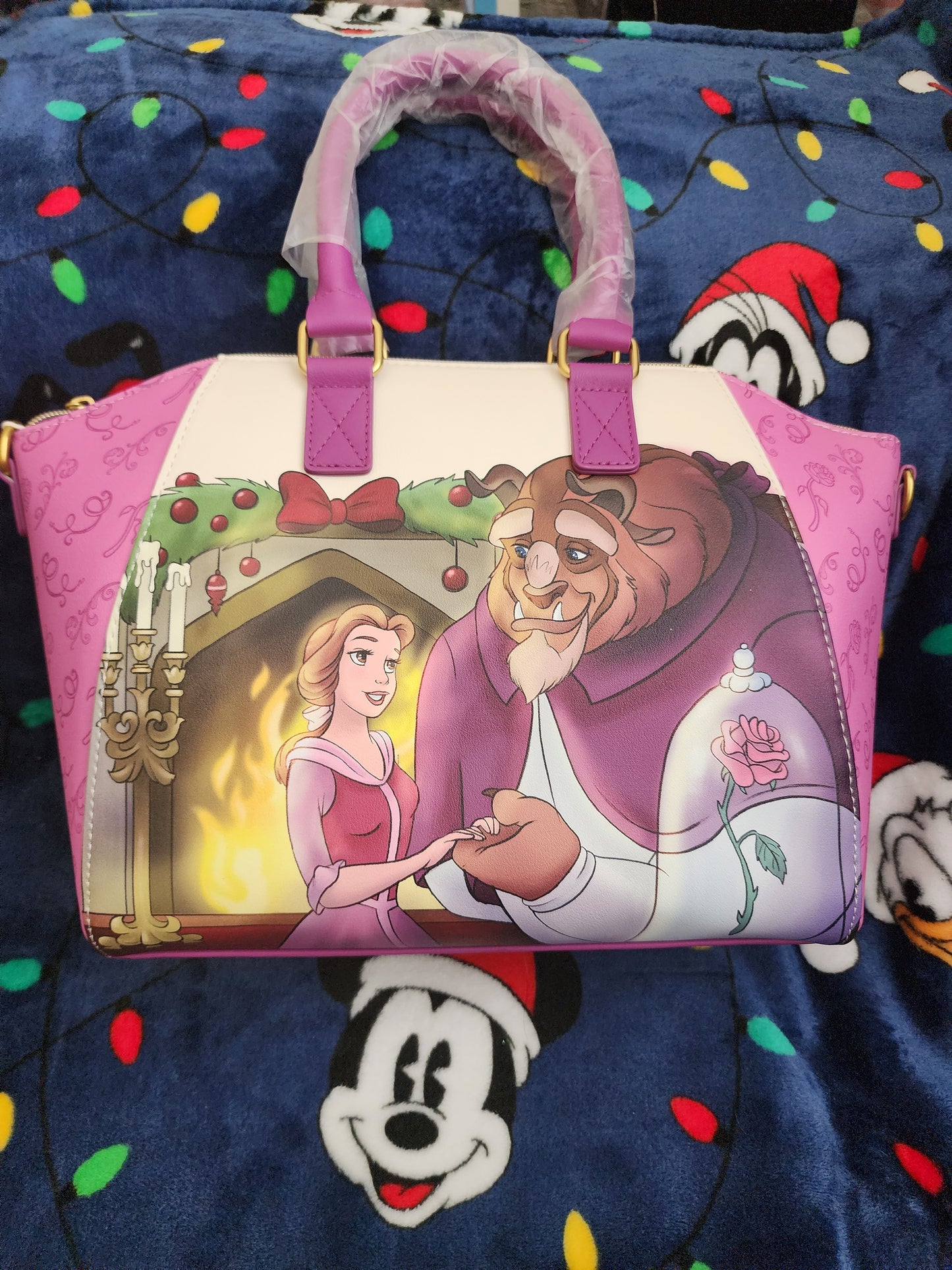 Loungefly Disney Belle and Beast Holiday Fireplace Handbag