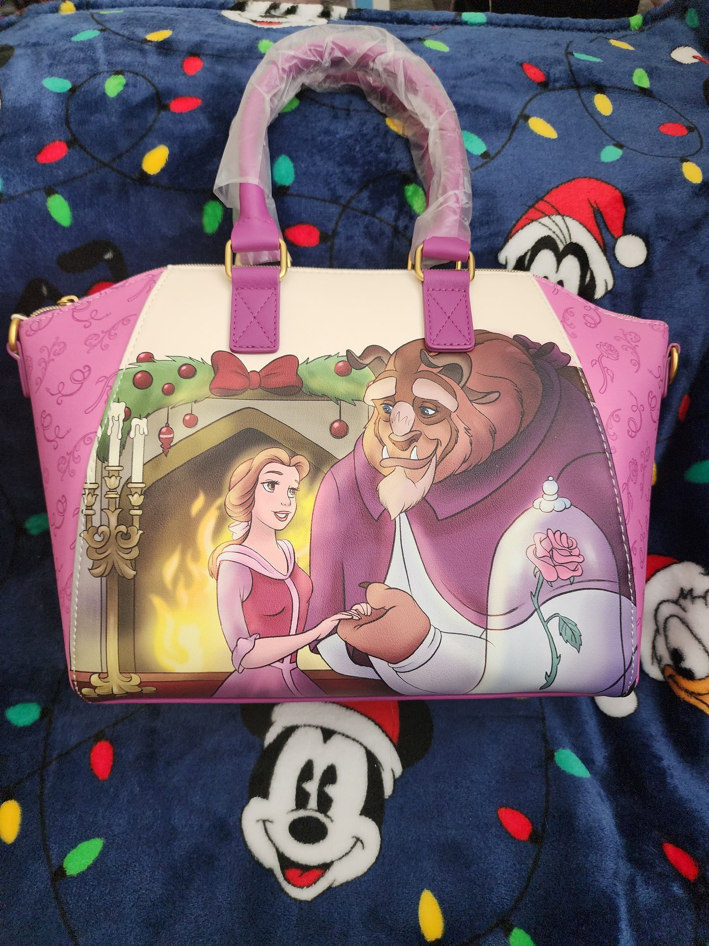 Loungefly Disney Belle and Beast Holiday Fireplace Handbag