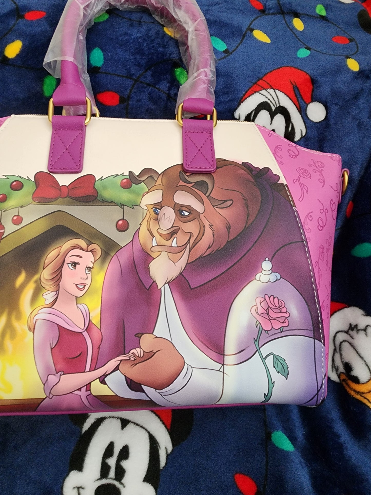 Loungefly Disney Belle and Beast Holiday Fireplace Handbag