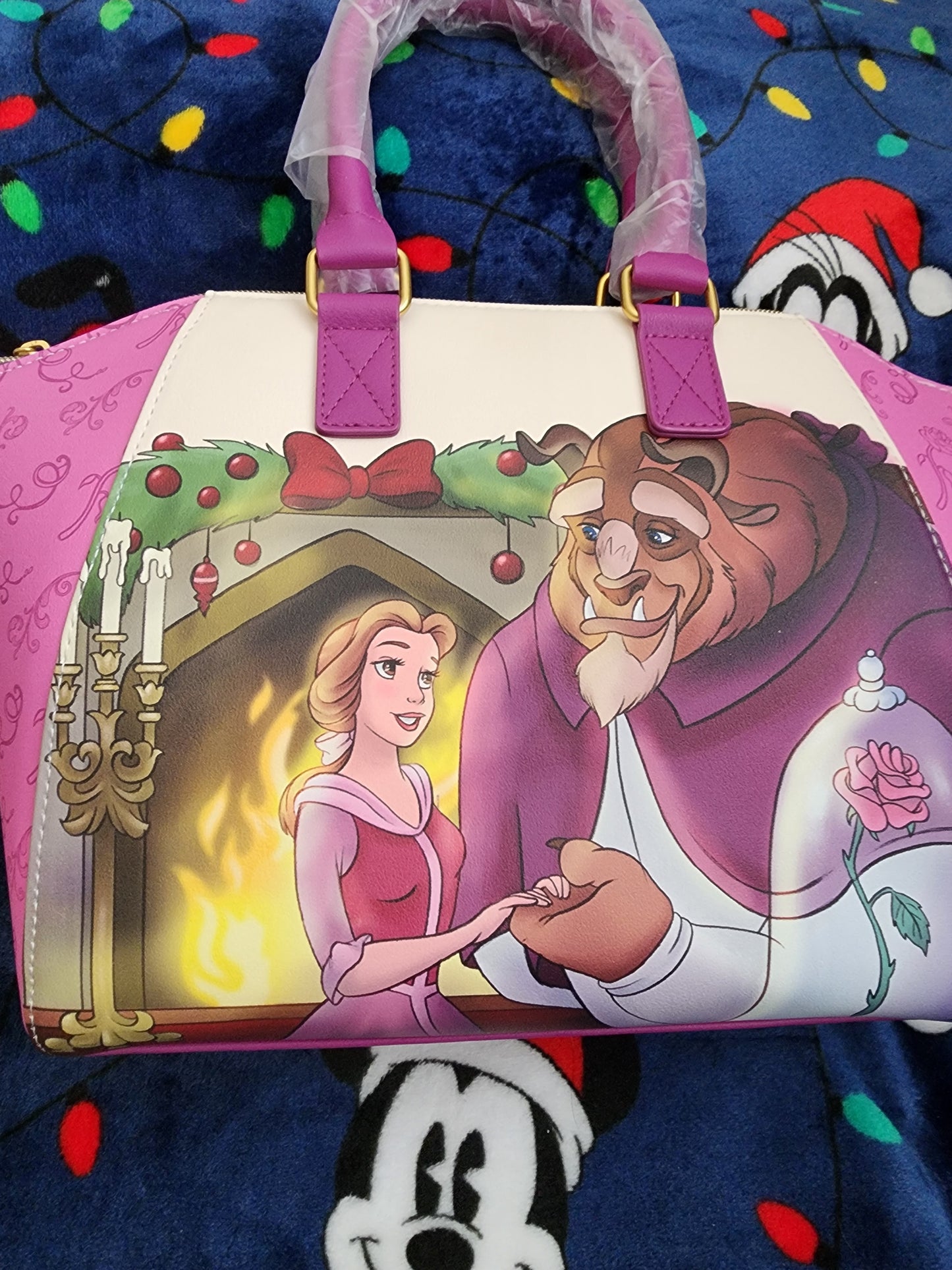 Loungefly Disney Belle and Beast Holiday Fireplace Handbag