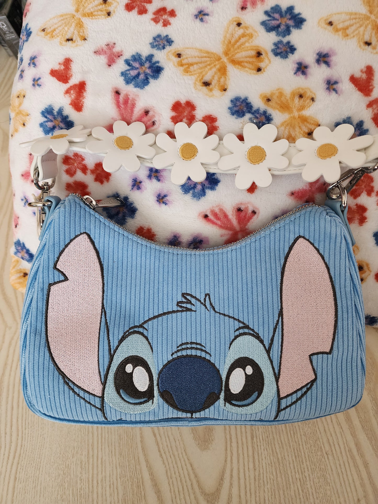 Loungefly Disney Stitch Face Corduroy Crossbody Bag