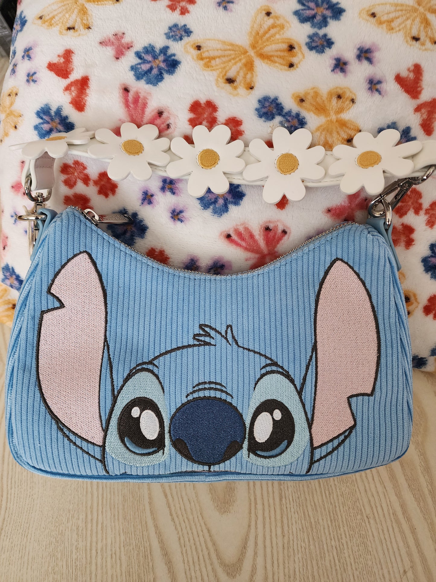 Loungefly Disney Stitch Face Corduroy Crossbody Bag