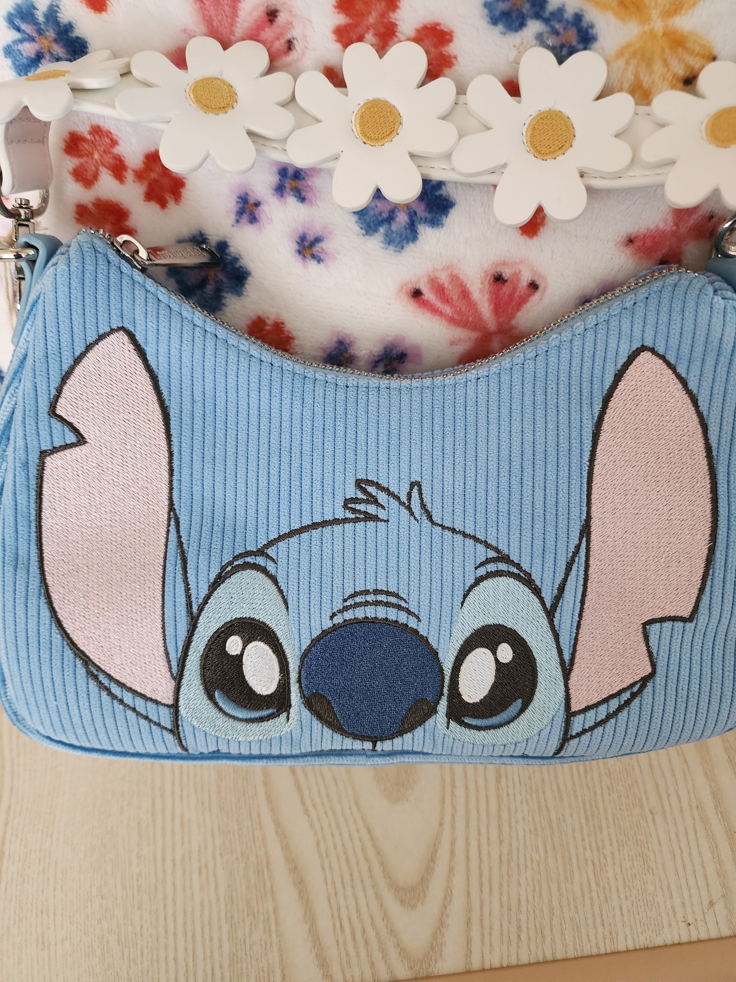 Loungefly Disney Stitch Face Corduroy Crossbody Bag