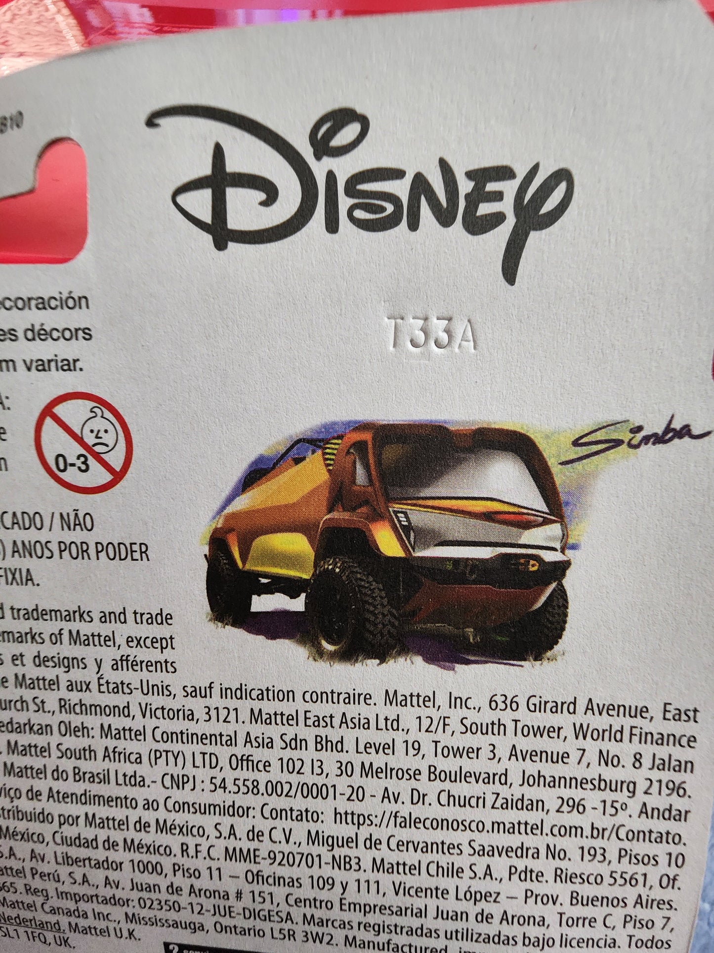 Hot Wheels Disney Lion King Simba Car