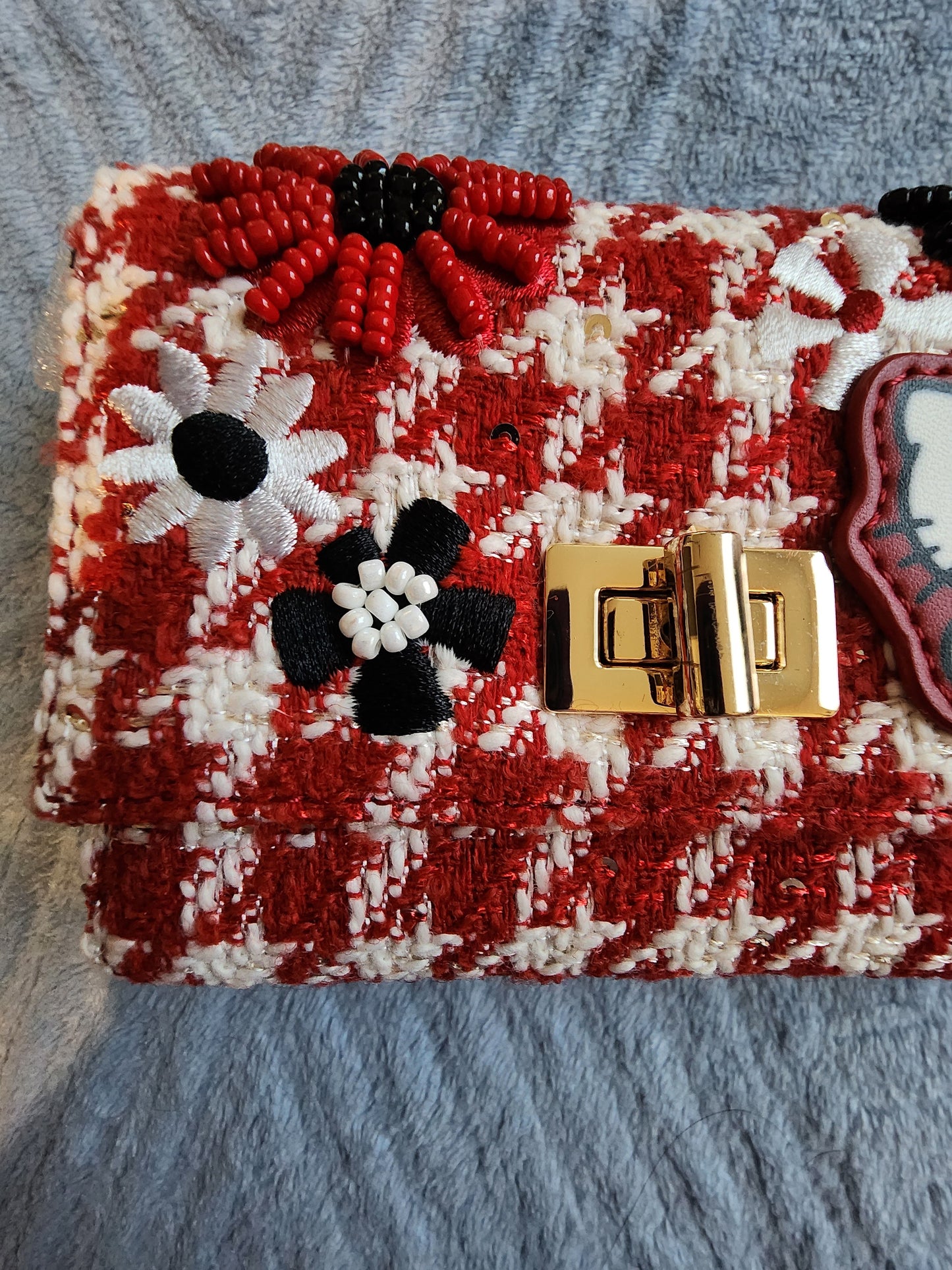 Hello Kitty Red Plaid Flower Wallet