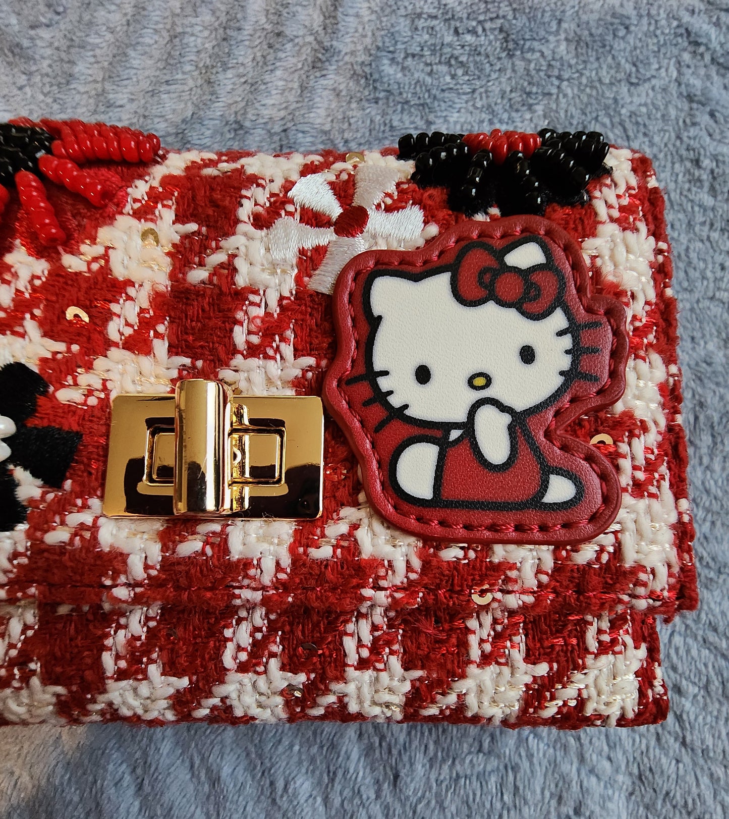 Hello Kitty Red Plaid Flower Wallet