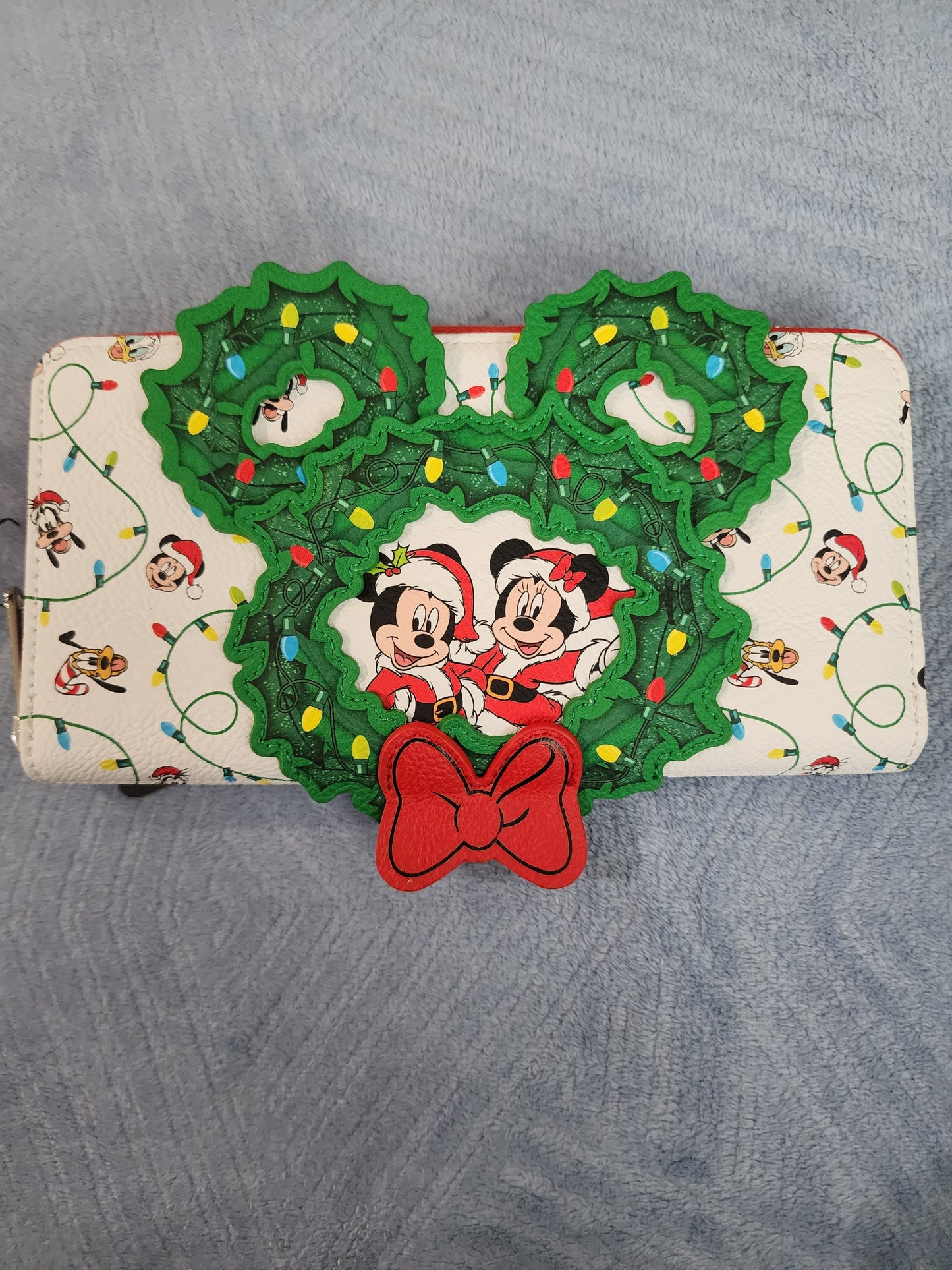 Loungefly Disney Mickey and Minnie Christmas Wreath Wallet