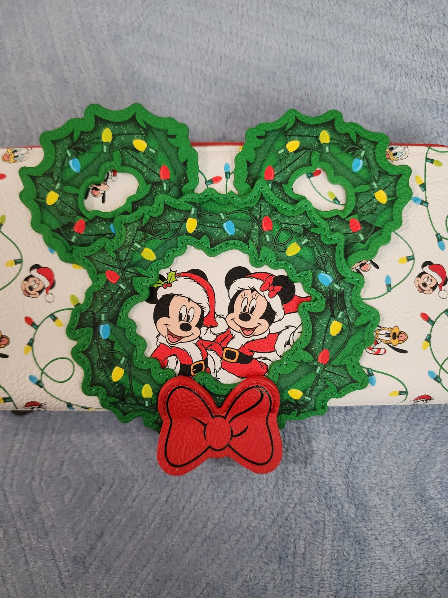 Loungefly Disney Mickey and Minnie Christmas Wreath Wallet