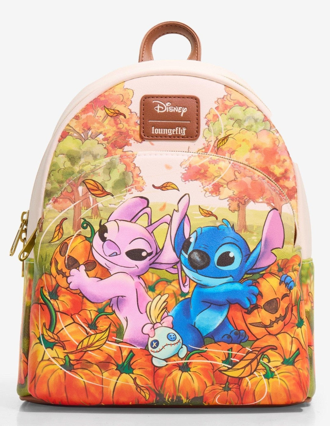 Loungefly Disney Stitch, Angel and Scrump Fall Pumpkin Patch Backpack