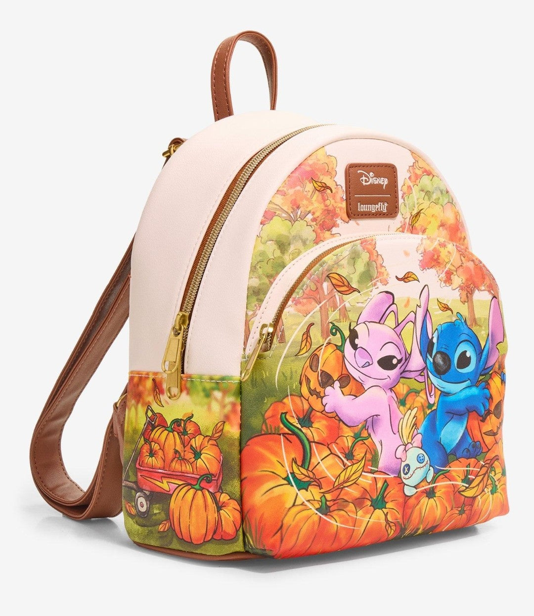 Loungefly Disney Stitch, Angel and Scrump Fall Pumpkin Patch Backpack