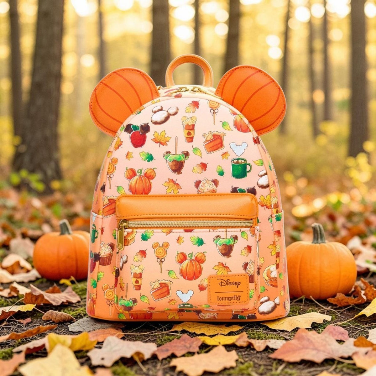 Loungefly Disney Fall Treats and Pumpkin Mickey Mouse Ears Backpack