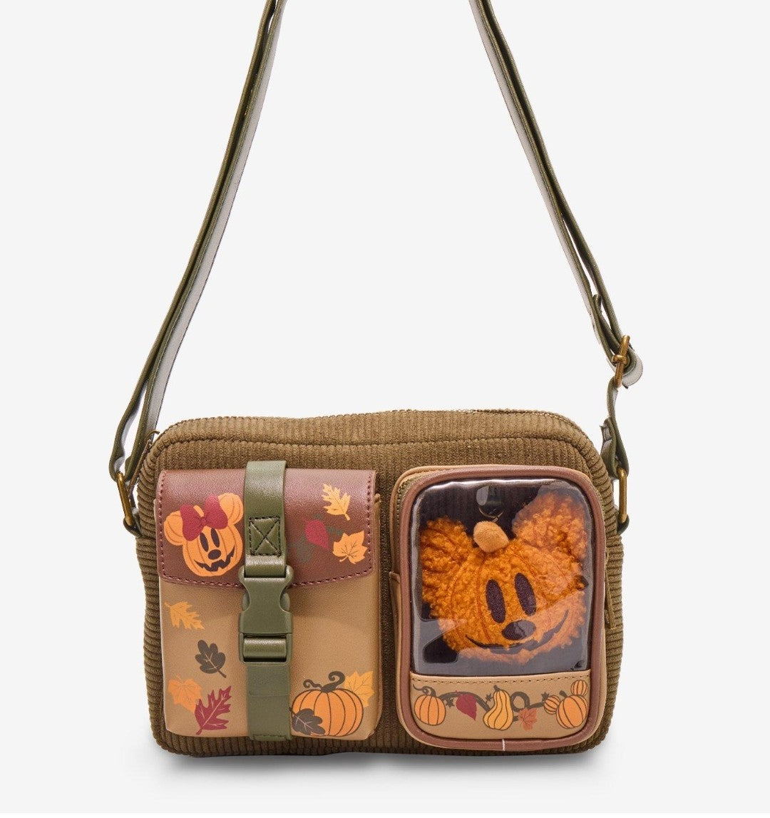 Loungefly Disney Mickey Mouse Fall Pumpkin Corduroy Crossbody Bag