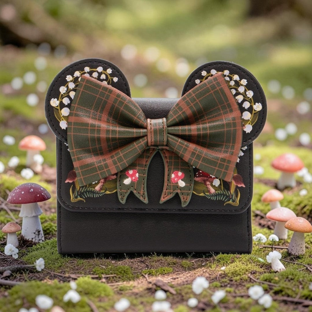 Loungefly Disney Minnie Mouse Mushroom Plaid Bow Wallet