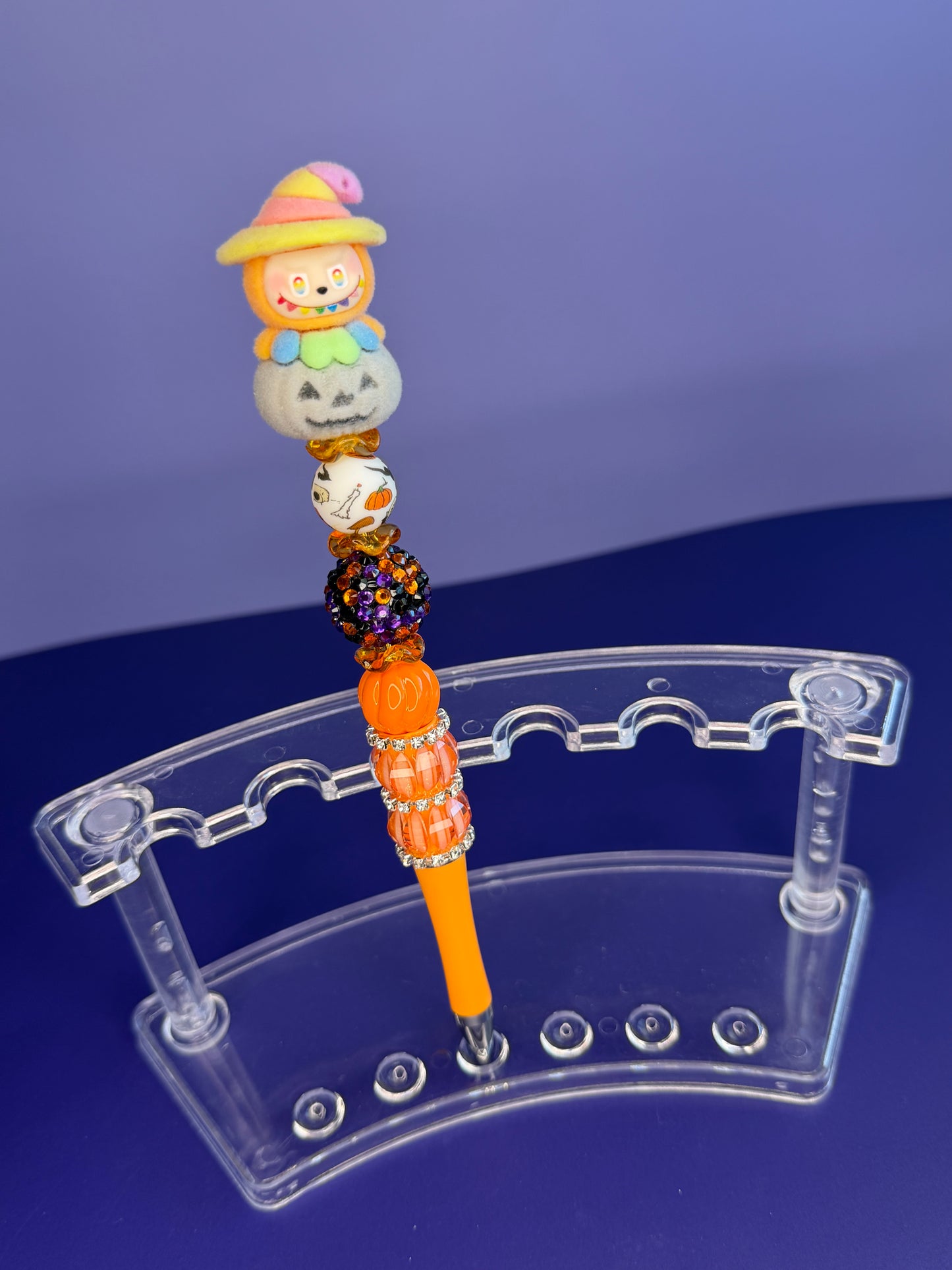 Labubu Witch Pumpkin Flocked Beaded Pens