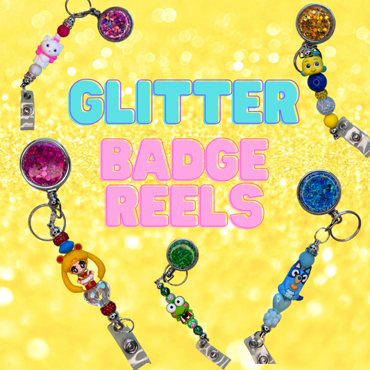 Glitter Character Badge Reels